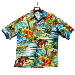 Hawaiian Vintage Collection Loop Camp Shirt Medium Mens Scenic Colorful Wood